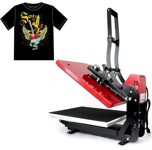 Esyogen 2000W Vakuum Transferpresse 50X40Cm Halbautomatisch T-Shirt Hitzepresse Transfer Maschine Textildruck Mit Arbeitssignal, 35 Grad ÖFfnungswinkel,Mit Intelligentes FlüSsigkristallinstrument