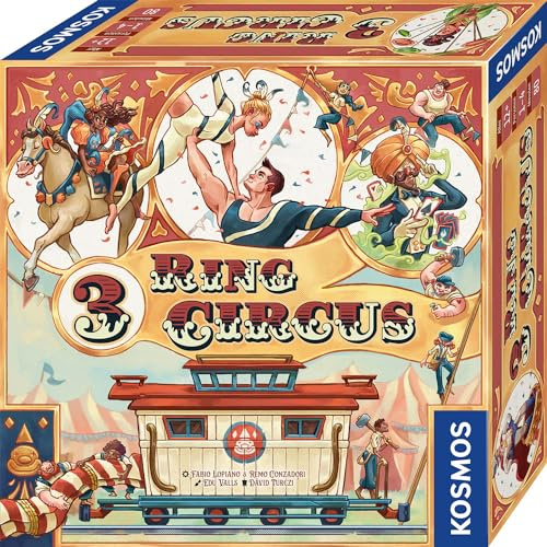 KOSMOS 684648 3 Ring Circus, Brettspiel für Erwachsene ab 12 Jahre, Strategiespiel, Gesellschaftsspiel für 1-4 Spieler, Wanderzirkus in den USA am Ende des 19. Jahrhunderts