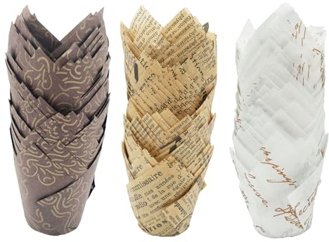 Hibisaws Tulip 150 Pcs Pirottini Muffin,Pirottini per Muffin Carta,Stampi per Muffin,Pirottini Natalizi,Moulds for Cupcakes Party Wedding Birthday Party，Natale (150A)