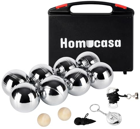 Homucasa Boccia Kugeln Set 8 Boule Kugeln Set, Petanque-Kugeln Set Kugel/Petanque Set mit PP-Aufbewahrungsbox, 73mm/ 720g pro Kugel, 8er-Set-Serie B, Perfekt für Outdoor- und Freizeitspiele