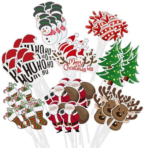 Lot de 80 décorations de gâteau de Noël - Décoration de gâteau de Noël - Décoration de gâteau de Noël - Accessoires de cuisson