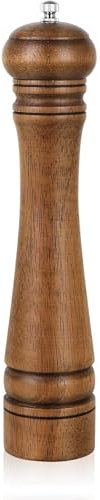 Salt and Pepper Grinders,10 Inch Updated Manual Wooden Pepper Shaker,Manual Pepper Grinder, Salt Shakers with Adjustable Ceramic Rotor - 1 Pack Refillable Oak Wood Pepper Grinder for Your Kitchen