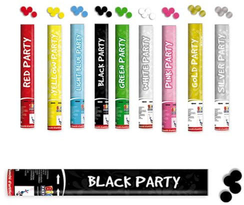Sparacoriandoli Colorati per Eventi, Feste, Compleanni e Cerimonie, Lunghezza 40 cm (Nero)