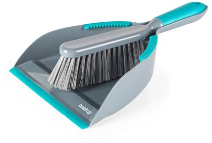 Beldray Antibac - Set di paletta e spazzola – Setole antigraffio, pavimenti duri, trattamento antibatterico, paletta profonda con denti in gomma e bordo in gomma, piedini sulla base per spazzare