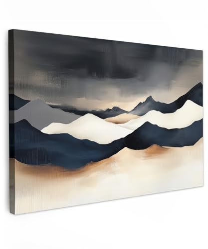MuchoWow© Wandbilder Groß 120x80 cm XXL Schlafzimmer Home Deko Wohnung Bild Wohnzimmer Fotoleinwand Wand Bilder Leinwand Wall Decor Berge - Dunkelblau - Landschaft