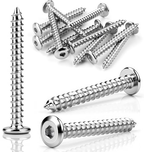 TXXATX 25 Stück Edelstahl Schraube M6x40mm Edelstahlschrauben Holz Selbstschneidende Holzschrauben Edelstahl 304 Flachkopf Innensechskantschrauben für Maschinenbau Möbel Installation
