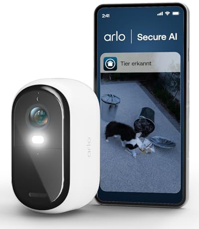 Arlo Essential 2 2K Akku Überwachungskamera Aussen WLAN, Kabellos, 2K HD Video, Farbnachtsicht, Licht, Bewegungsmelder, Sirene, 2-Wege Audio, mit Arlo Secure Plan Testzeitraum, weiß, 1 Kamera