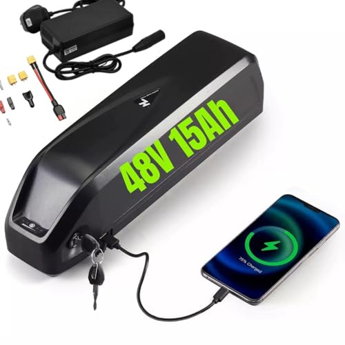 (UK Stock) Ebike Battery 48V 15AH Electric Bike Battery with 2A Fast Charger 30A BMS, 5 Pin E-Bike Scooter Lithium Batteries for Bafang AW Voilamart 0-1000W Electric Bicycles Motor/Ebike Kit