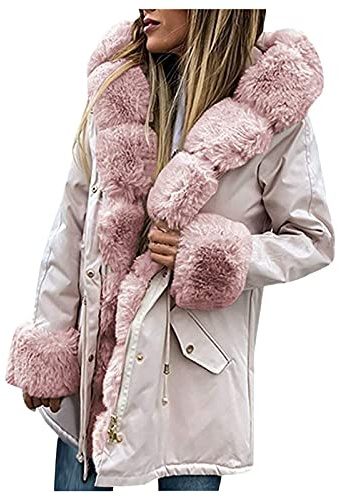 Generico Giacca Donna Invernale Imbottita Con Cappuccio Zip Tasche Maniche Lunghe Morbida E Calda Per Stile Slim E Freddo Intenso Design Morbido E Avvolgente(Beige, XL)