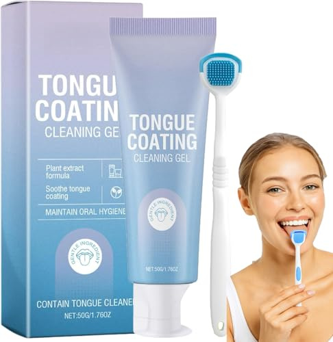 Tongue Cleaner Gel with Tongue Brush,Fresh Mint to/ngue Cleaner Gel Kit, to/ngue Cleaners & Scrapers for Adults, Supports Fresh Breath for Daily Oral Care