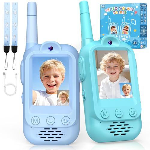 Wootoyz Video Walkie Talkies for Kids, Toys for 4 5 6 Year Old Boy Girl Gift for 3-12 Year Olds Boys Toys Age 4-9 Walkie Talkie Outdoor Toy Sensory Birthday Gifts Boys Toddler Blue Green