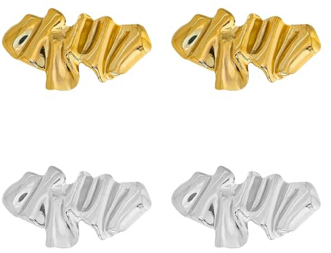 TRKETK 4 Piezas Broches Dorados y Plata de Metal de Forma Irregular únicos Vintage Broche de Solapa Sencilla Elegantes Ropa Accesorios Para Bodas Bufanda Trajes y Vestidos Decoración