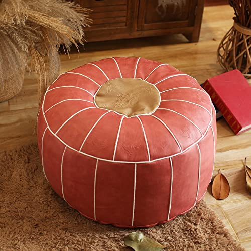 Puf de cuero sin relleno, funda otomana de estilo marroquí para almacenamiento moderno en el hogar