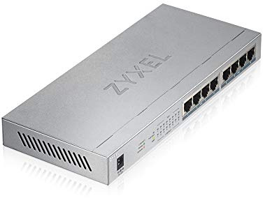 Zyxel Switch Gigabit 8 Porte | Unmanaged | 8x PoE+ con Budget di 60 W | Plug and Play Network Ethernet Splitter [GS1008HP]