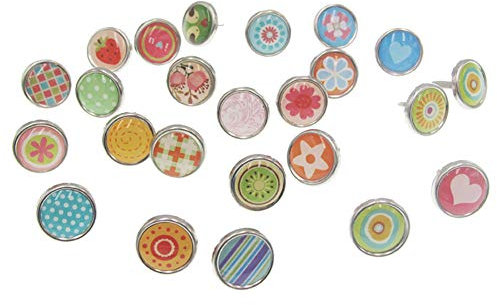 FSSTUD 100 Stück 12MM Mischfarbe Mini Brads Musterklammern Musterbeutelklammern Rundkopfklammern für Bastelarbeiten