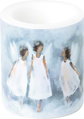 Miss Lovely Stumpen-Kerze Windlicht Weihnachts-Kerze Engel Kommunion Konfirmations-Kerze blau & weiß Kirchliches Fest Kommunion Konfirmation Taufe Weihnachten Schutzengel Weihnachtsdeko