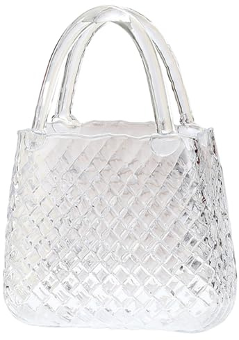 Purse Vase, Glass Purse Vase Clear Purse Vase for Flowers 11.4x8.1x3.5'' Glass Handbag Vase Decorative Flower Vase for Centerpieces Wedding Table Decorations Transparent, Glass Purse Vase