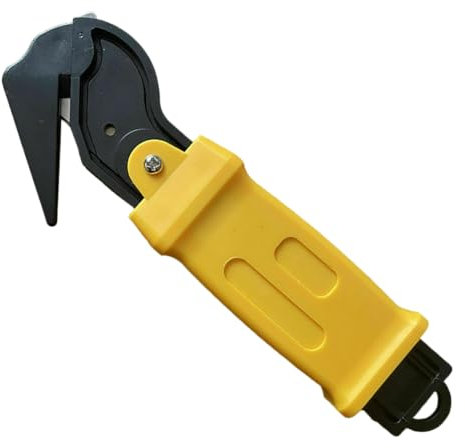 Moving Edge Safety Knife Box Opener Tape Cutter Shrink Wrap Knives Hook Knife Film/Tape/Strapping Cutter (1, Yellow)