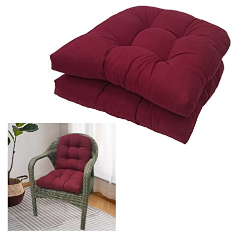 bsmydpa Lot de 2 Coussins de Chaise de canapé en rotin, Coussin pour Fauteuil de Jardin, Coussin de Chaise en rotin, Coussin de Chaise de Remplacement-Wine Red||48x48cm