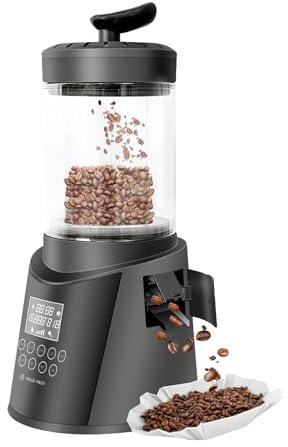 MAGO MAGA Smart Home Coffee Bean Roaster, Digital Display, Auto and Manual Modes, 300g Capacity Ultra-low Smoke Chaff Collection, Transparent Viewing, Auto-Cooling, 120V