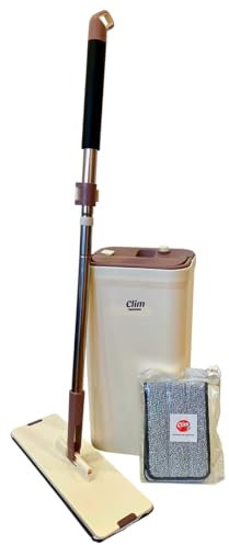 Clim Profesional Magic Mop - Mopa para Fregar con Cubo Autolimpiable.2 Recambios de Microfibra Lavables.Mango Acero Inoxidable.Empuñadura Antideslizante.Fregado de Suelos de Mármol,Madera,PVC,Muebles