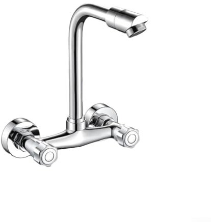 Feegow Grifo mezclador para fregadero de cocina, grifo monobloc giratorio de doble agujero para cocina caliente y fría, grifo de lavabo de verduras montado en la pared, temperatura ajustable (A)