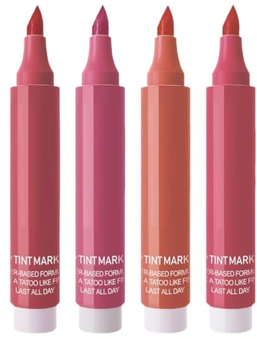 4pcs Lip Stain Marker Pen, Moisturising Lip Colour Liquid Lip Liner, Long Lasting Waterproof Smudgeproof Natural Effect For Women, Girl