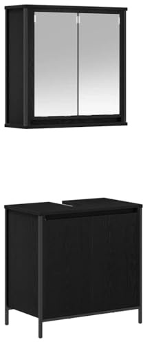 vidaXL Juego de Muebles de baño 2 pzas Roble Negro Madera ingeniería
