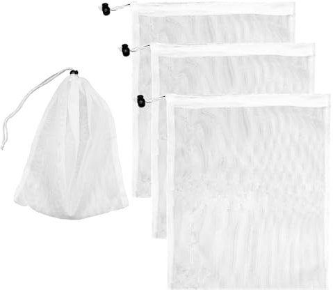 4 Pezzi Bianco Sacchetti Filtro Piscina, Sacchetti Pulizia Piscina, Sacchetto per Filtro Piscina, Sacchetti Filtro a Rete con Coulisse, Sacchetto Aspirapolvere Piscina per Laghetti, Piscine, Acquari