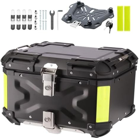 Toppbox I Aluminium, Vattentät Och Dammtät Ip68-certifiering, Högsäkerhetslåsningssystem, Snabbfäste, Stor Kapacitet Och Multifunktionell Design (Black 55L)