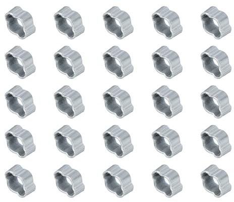 PATIKIL 35 Pack 3-5mm Double Ear Hose Clamp, Galvanized Steel O Clip Crimp Rings for Fuel Petrol Pipe Tube Fitting Connections, Silver Tone