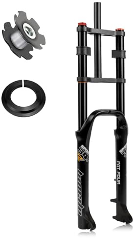 RUJIXU Horquilla suspensión Fat Bike 26x4.0 Horquilla Delantera neumática Mountain Bike Horquilla BMX Horquillas Bicicletas eléctricas Recta 1-1/8 MTB Freno Disco Recorrido 190mm 2790g(Black)