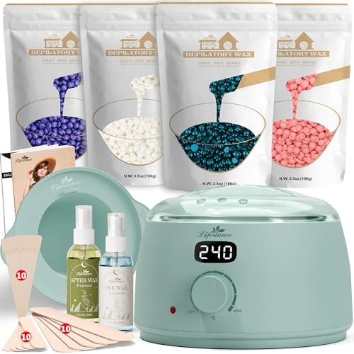 Lifestance Waxing Set - Mintgrün L3 Wax Maschine zur Wachs Haarentfernung mit Grobes Haar und Hin Flaum, heisswachs haarentfernung für Bikini-Bereich, Augenbrauen, Achselhöhle, Gesicht, Beine
