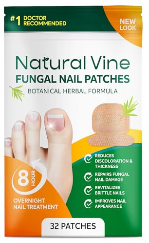 Natural Vine Fungal Nail Patches: Toenail Fungus Treatment Extra Strength - Nail Fungus Treatment Patches for Toenail and Fingernails, 32 Pcs