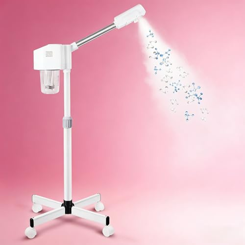 Vaporizador facial profesional, spray de niebla caliente iónica, temporizador, humidificador para el cuidado de la belleza, spa en casa y salón (blanco)