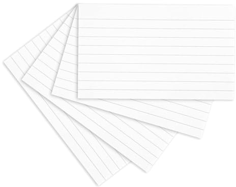 Hawksbill White Index Cards A6 – 250 Pack Ruled Index Card for Study Office and Organization