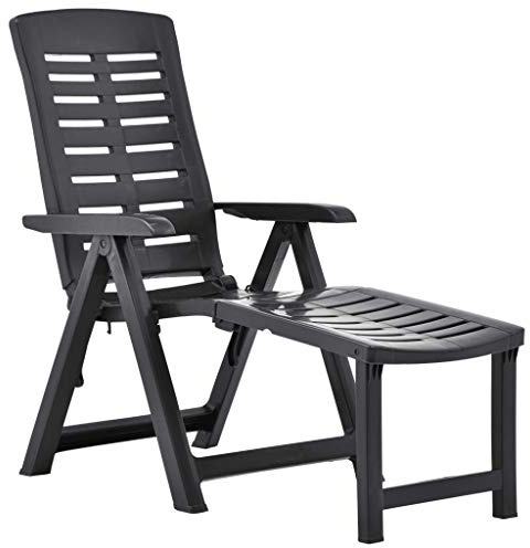 SooIarix Anthracite Plastic Sun Lounger, Adjustable Foldable Outdoor Chaise Lounge Chair for Garden, Poolside, Patio, Deck, Relaxing, Beach, and Balcony