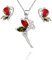 Crystalline Azuria Women Girls 18ct White Gold Plated Colorful Zirconia Crystals Fairy Tinkerbell Butterfly Set Necklace Stud Earrings