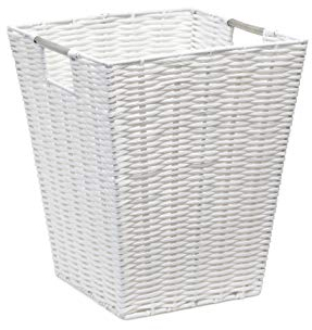 ARPAN Waste Paper Bin White Resin Plastic Strong Square Basket Storage Ideal For Home, Office, Hotels (White Square)