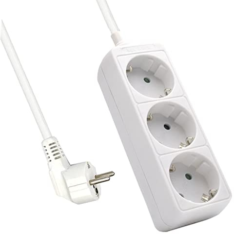 Ewent EW3958 Steckdosenleiste 3 Schuko-Steckdosenleiste 45°, 3680 W, 250 V, weiß