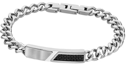 LOTUS STYLE Pulsera Hombre Acero Inoxidable 316L Brazalete de Diseño Sofisticado, Confortable y Resistente al Agua - Pulseras Hombre - Plateada 210.00 mm LS2058-2/1 - Ideal para Regalo