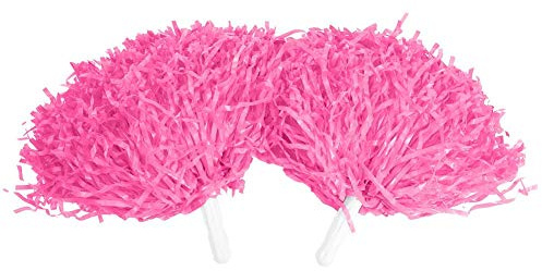 Keenso 2 Piezas de Pompones de Porristas, Pompones de Pompas de Animadora, Accesorios Deportivos de Baile para Fiestas, (Rosa)