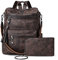 Shrrie Rucksack Damen,Cityrucksack Reiserucksack,PU Lederrucksack Handtasche Rucksack Damen Wasserdicht mit Geldbörse für Freizeit,Büro,Pendeln,Arbeit,Daypack-Nubukkaffee