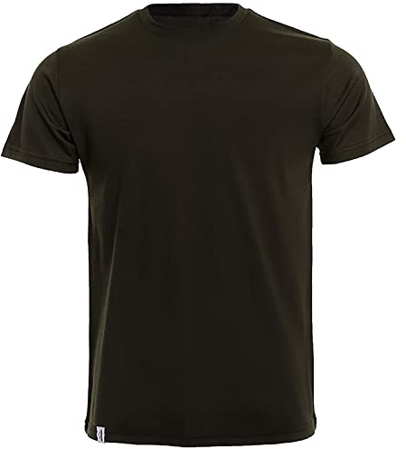 Merinoskjorta – termoundertröja långärmad I termotopp av 100 % merinoull I T-shirt långärmad för vandring, sport I för män, män I svart, Oliv - kort, M