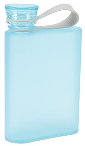 CHICIRIS Flache Wasserflasche, 380 Ml, Transparent, A5-Wasserflasche, Auslaufsicher, Rechteckig, Wasserflaschen, Handtasche, KüHlflasche FüR Outdoor-Sport, Fitnessstudio, Wandern, 4,1X6,4 (Blau)