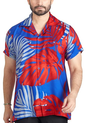 CLUB CUBANA Men's Regular Fit Classic Short Sleeve Casual Floral Hawaiian Shirt XL