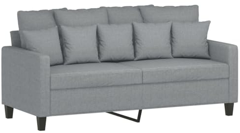 vidaXL Canapé à 2 Places, Causeuse avec Accoudoirs, Siège avec Dossier Rembourré, Meuble de Salon Salle de Séjour, Moderne, Gris Clair Tissu