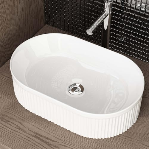 Lavabo vasque à poser en céramique pour toilettes invités Waschbecken24 (Blanc / A682, 49x31x13cm)