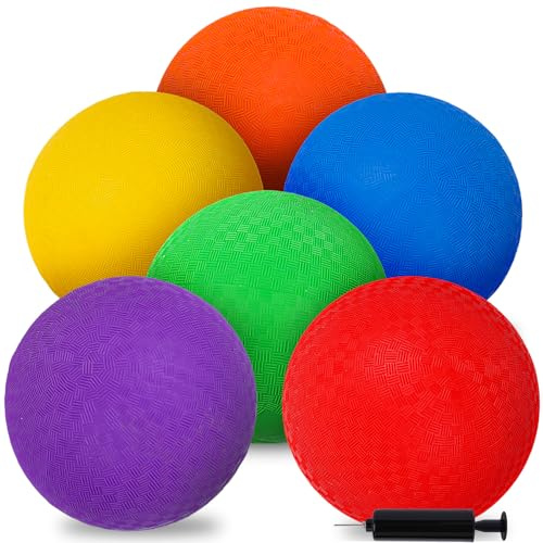 3 otters 6PCS Playground Balls, 8.5 inch Kickballs Soft Dodgeballs Foam Playground Ball Set with 6 Colors