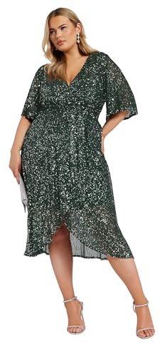 Yours London Curve Sequin Wrap Dress - Women's - Plus Size Curve Green